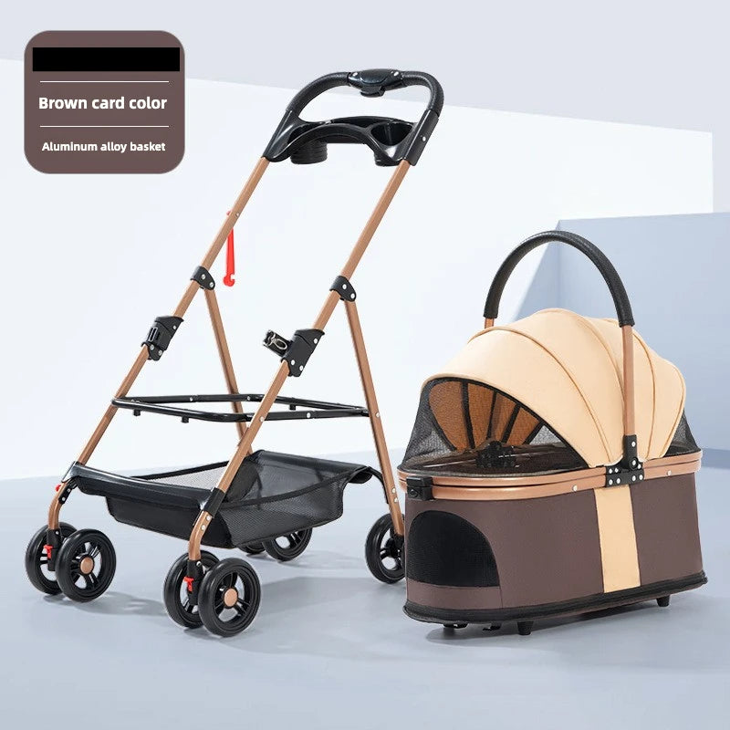 3‑in‑1 Folding Pet Stroller & Detachable Carrier (up to 30 lbs)