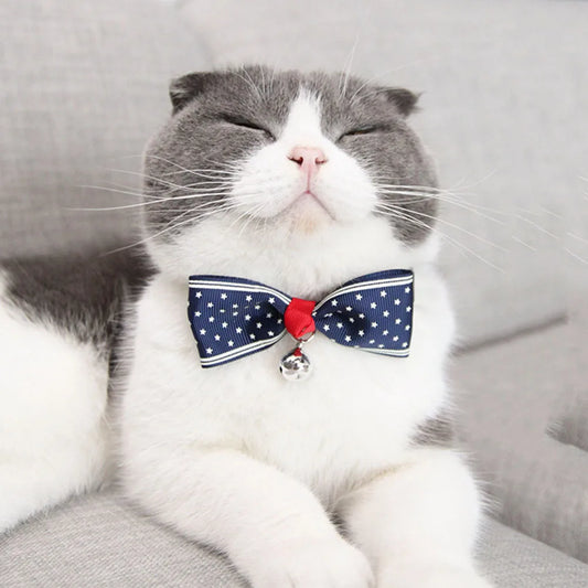 Cat Bow Tie Collar – Adjustable with Bell for Holidays & Photos