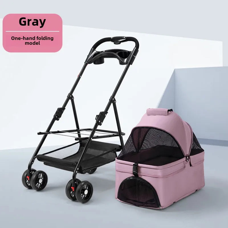 3‑in‑1 Folding Pet Stroller & Detachable Carrier (up to 30 lbs)