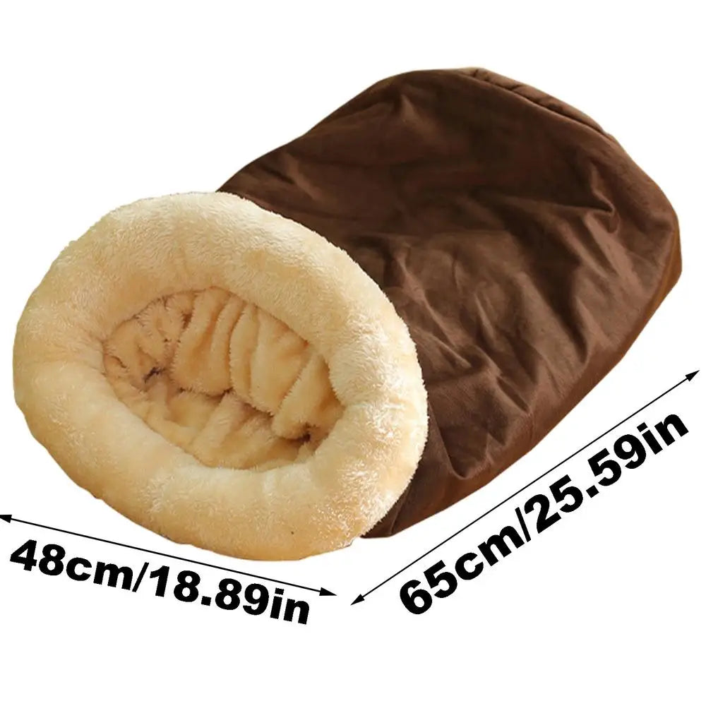 Semi-Enclosed Cat Cave Bed – Soft Tunnel Hideaway