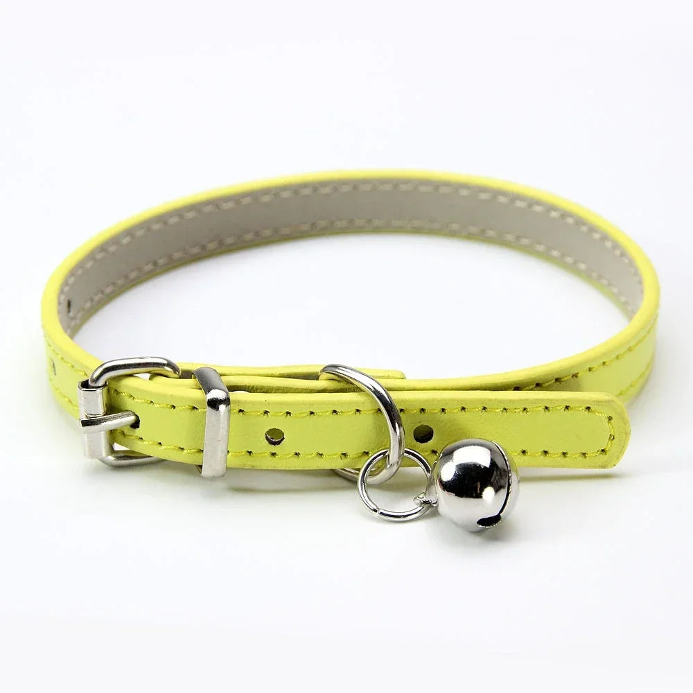 Soft Leather Cat Collar with Bell β Adjustable & Safe