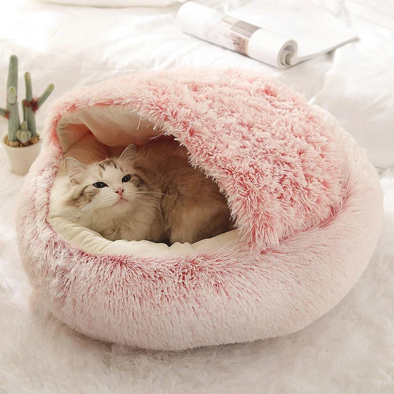 Cozy Plush Cat Cave Bed – Covered Nest Design