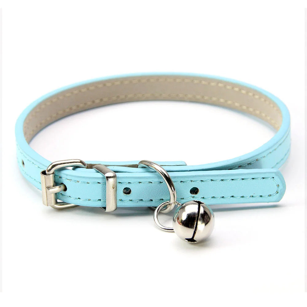 Soft Leather Cat Collar with Bell β Adjustable & Safe