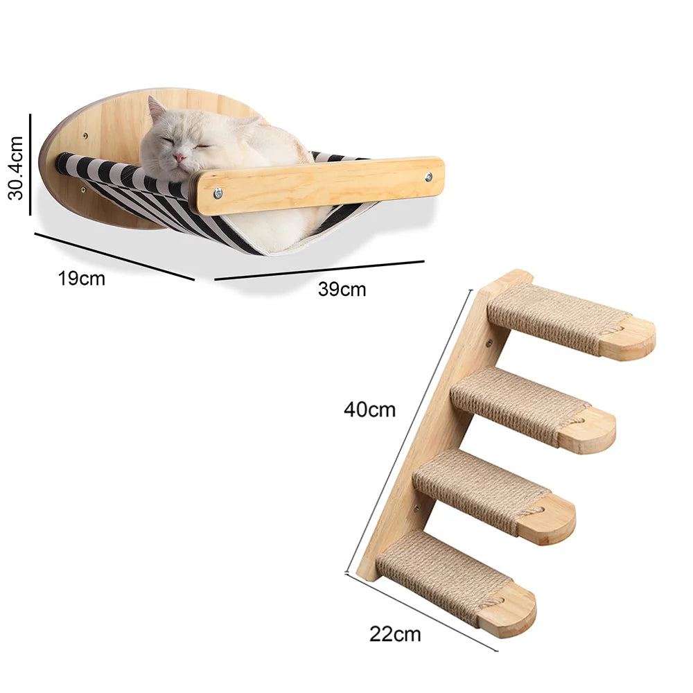 Wall-mounted Cat Hammock Bed & Shelf Set