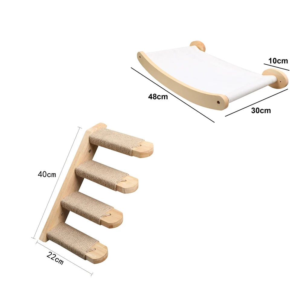 Wall-mounted Cat Hammock Bed & Shelf Set