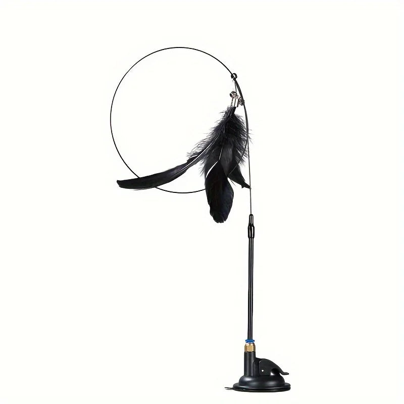 Feather & Bell Cat Teaser Wand – Suction Cup Pole