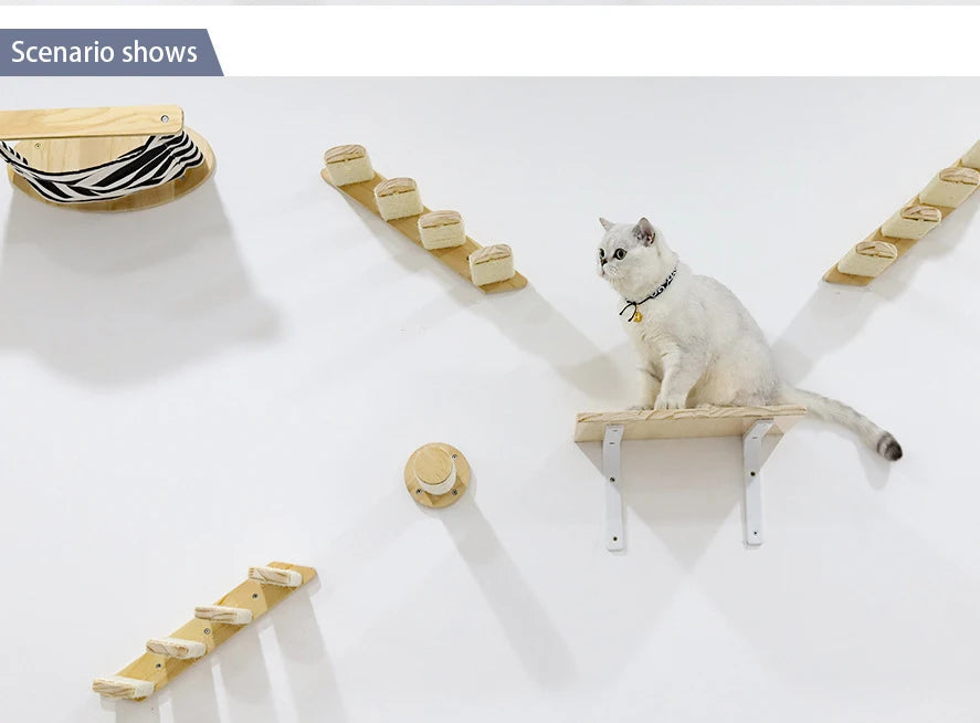 Wall-mounted Cat Hammock Bed & Shelf Set