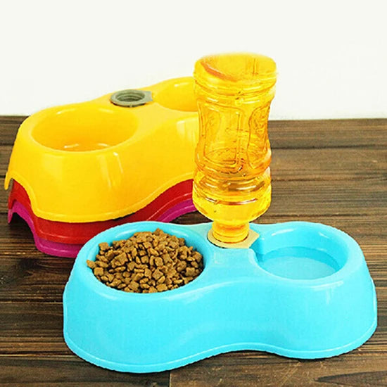 Double Cat Bowl with Water Dispenser – Raised Stand Design