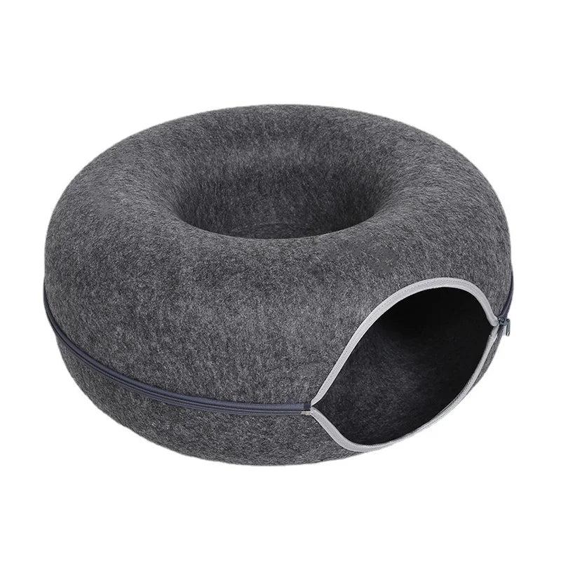 Donut Cat Bed & Tunnel – 2in1 Cozy Nest & Playhouse