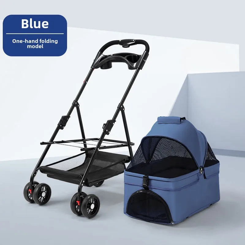 3‑in‑1 Folding Pet Stroller & Detachable Carrier (up to 30 lbs)