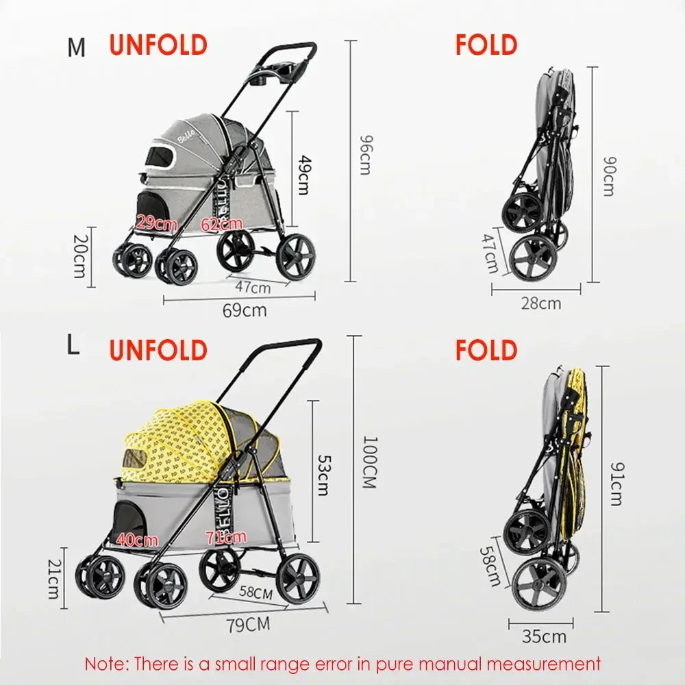 Lightweight Foldable Pet Stroller – Compact Travel Carrier