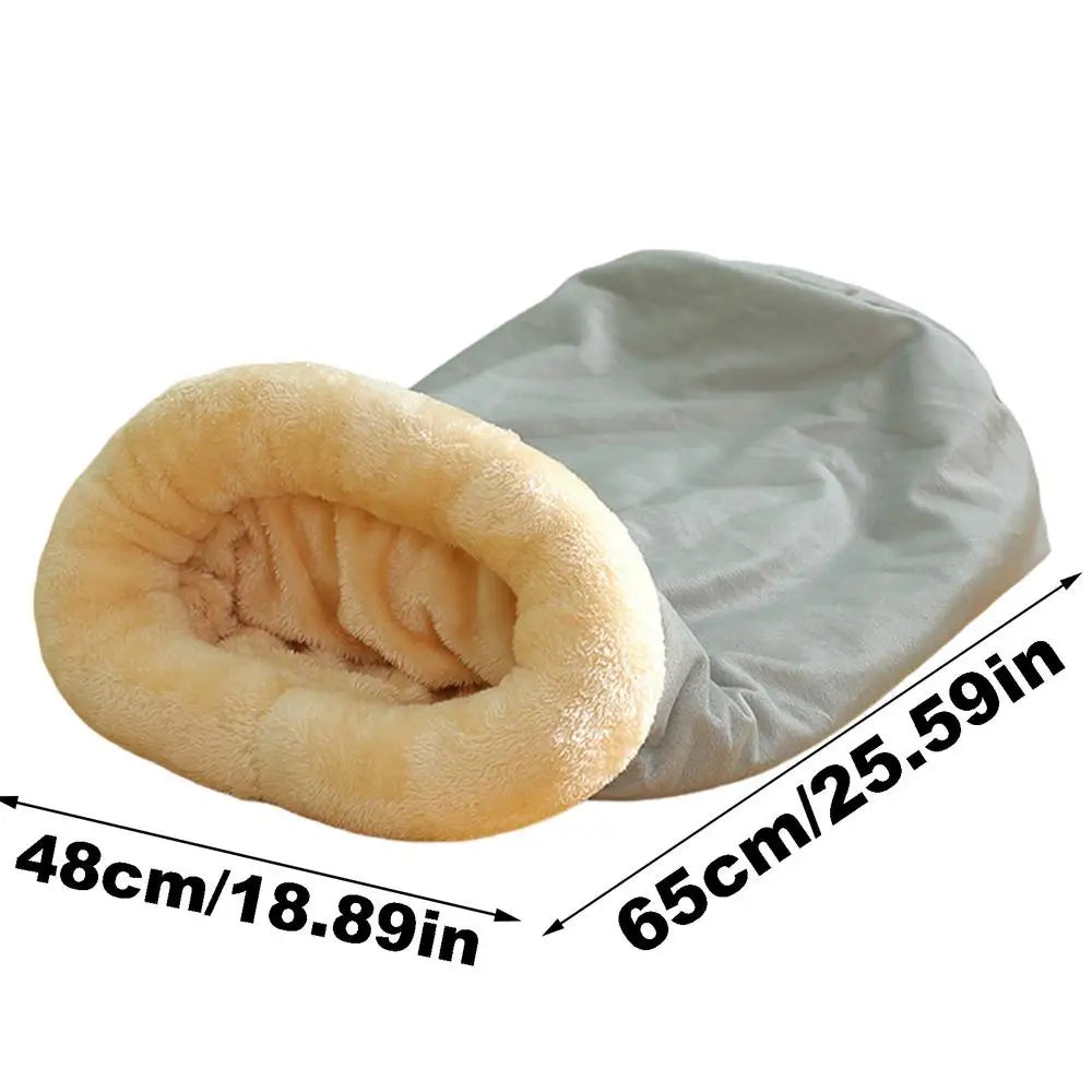 Semi-Enclosed Cat Cave Bed – Soft Tunnel Hideaway