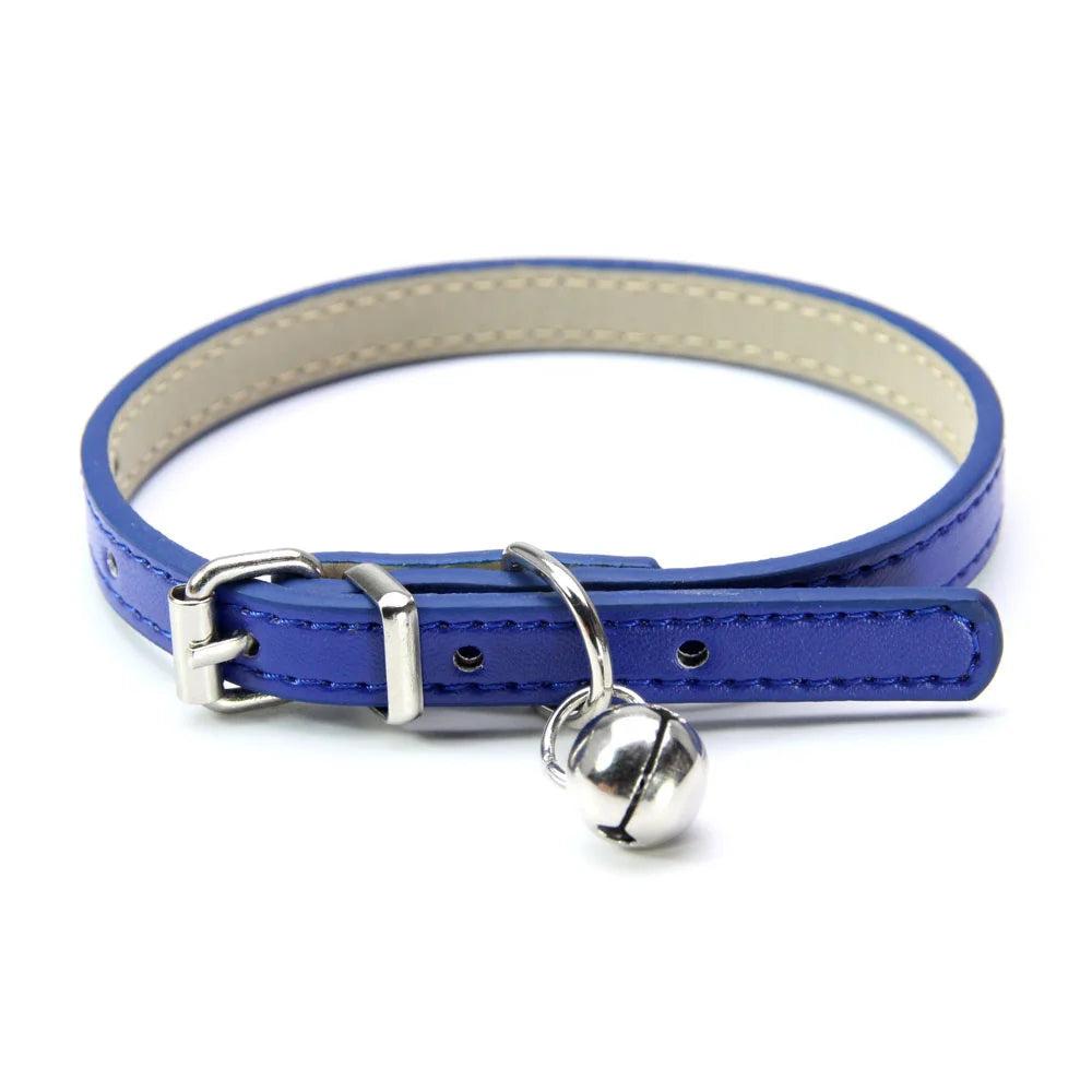 Soft Leather Cat Collar with Bell – Adjustable & Safe