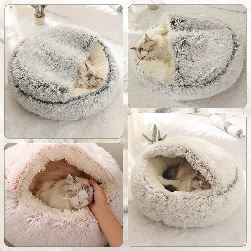 Cozy Plush Cat Cave Bed – Covered Nest Design