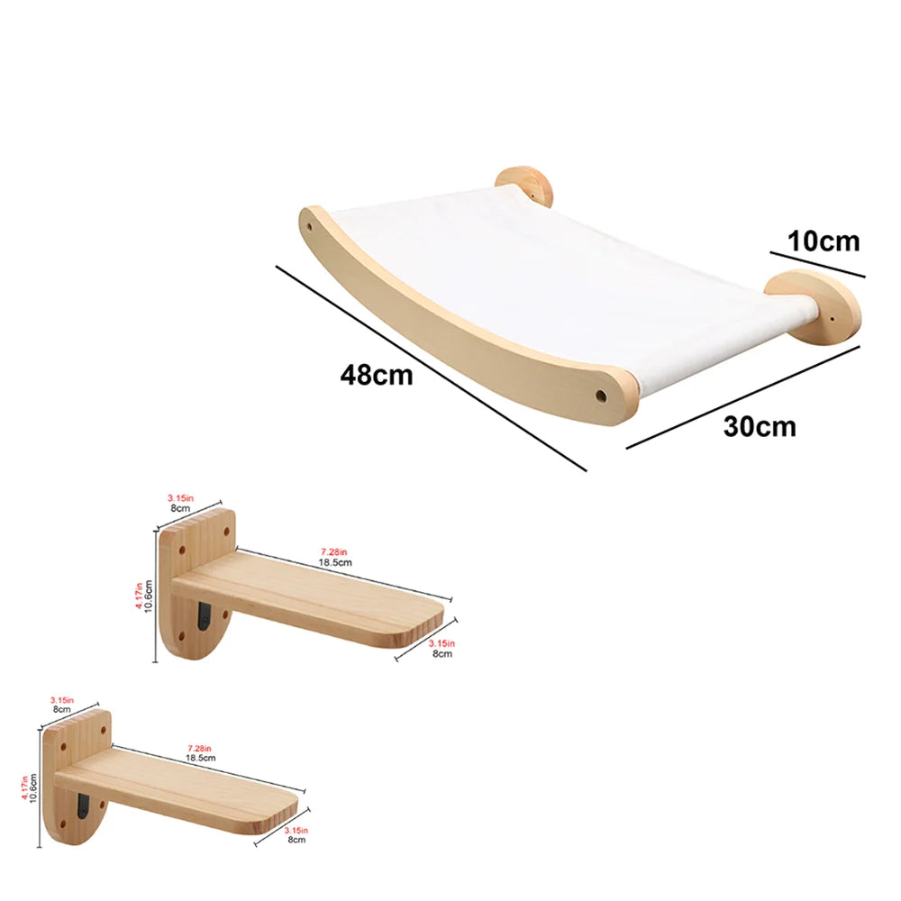 Wall-mounted Cat Hammock Bed & Shelf Set
