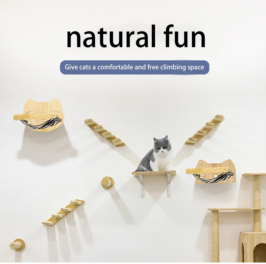 Wall-mounted Cat Hammock Bed & Shelf Set