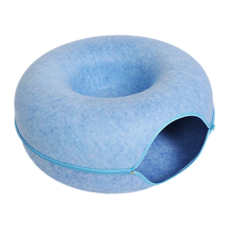 Donut Cat Bed & Tunnel – 2in1 Cozy Nest & Playhouse