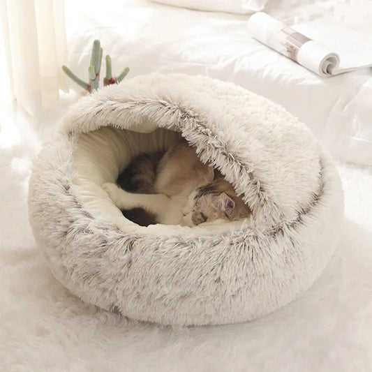 Cozy Plush Cat Cave Bed – Covered Nest Design
