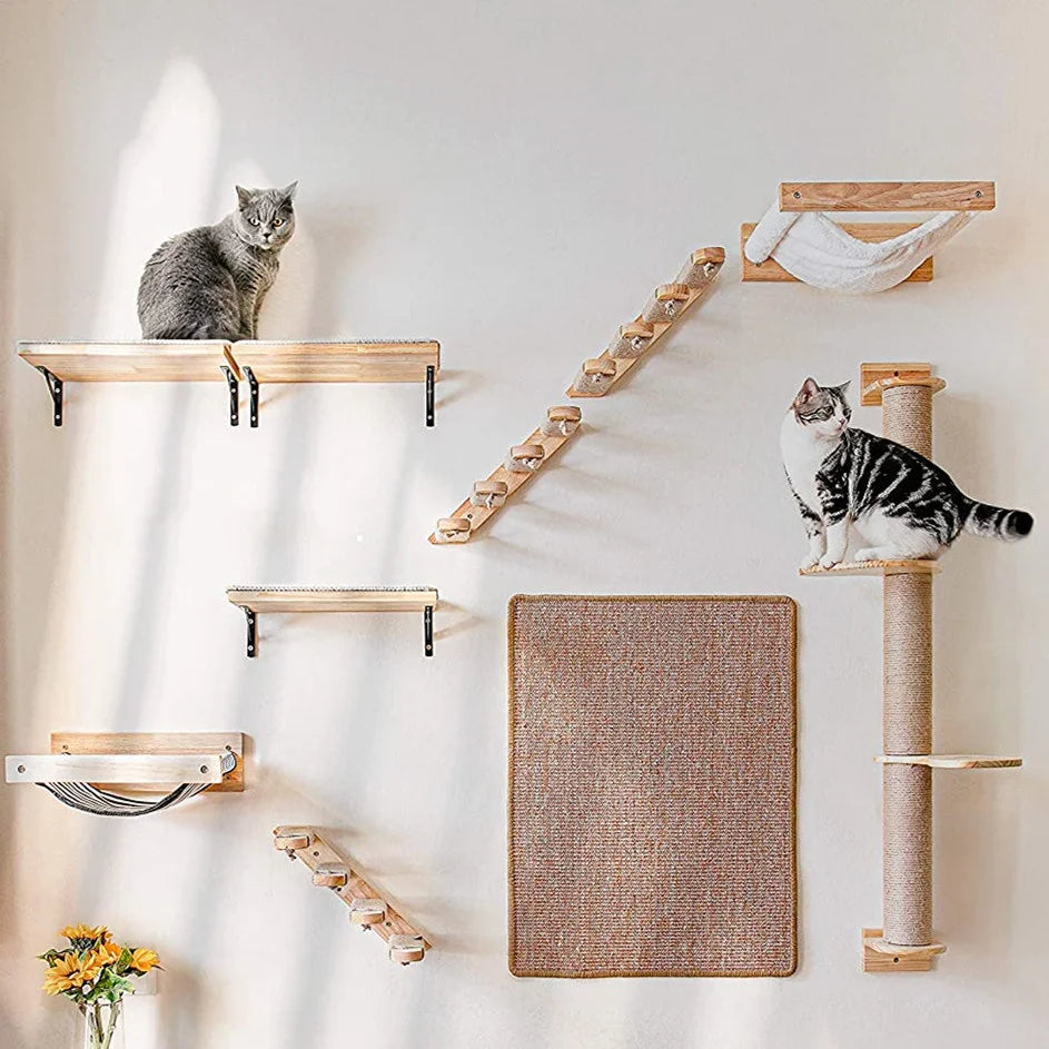 Wall-mounted Cat Hammock Bed & Shelf Set