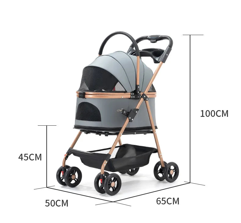 3‑in‑1 Folding Pet Stroller & Detachable Carrier (up to 30 lbs)