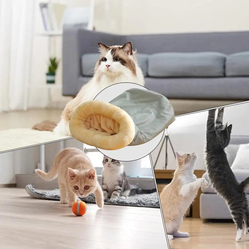 Semi-Enclosed Cat Cave Bed – Soft Tunnel Hideaway