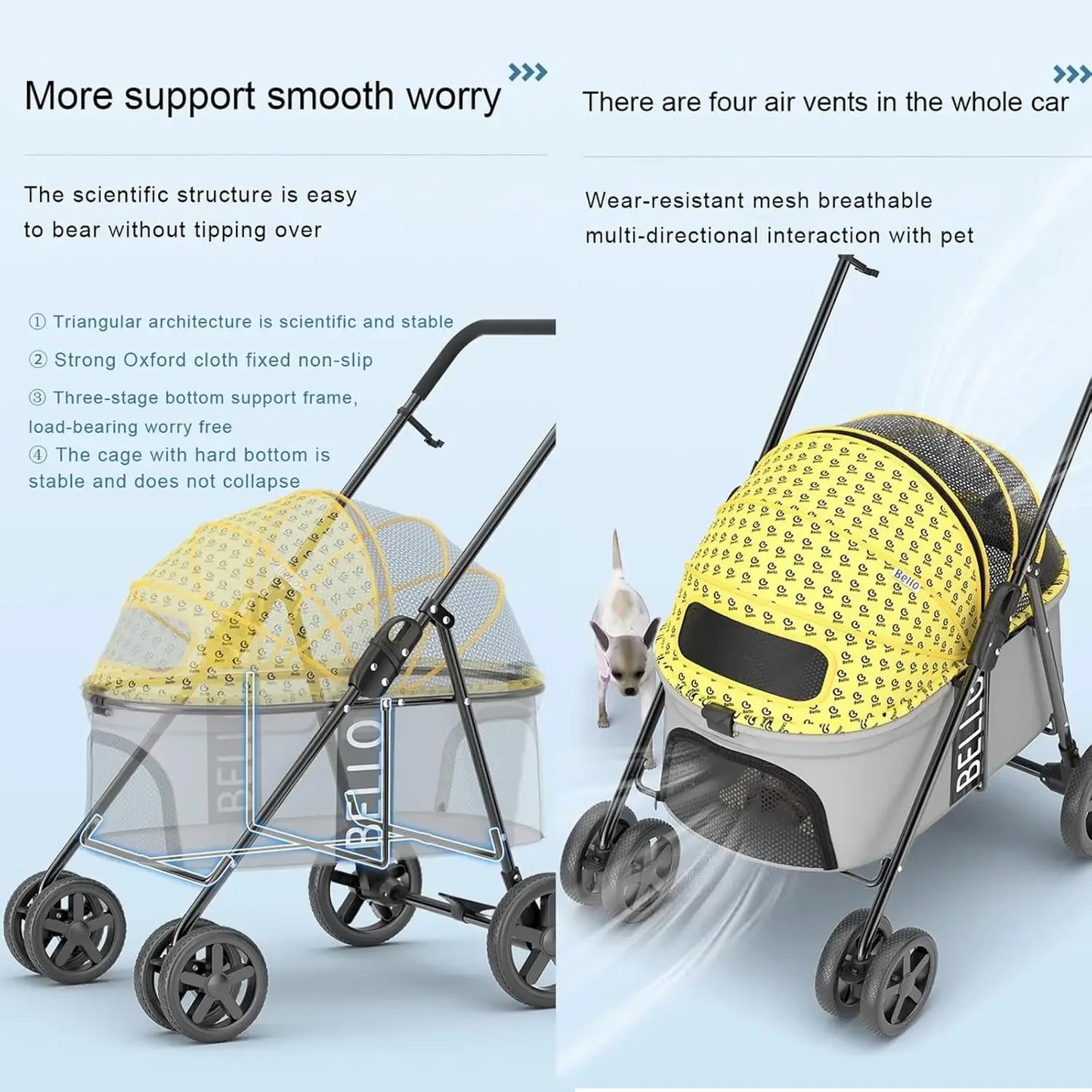 Lightweight Foldable Pet Stroller – Compact Travel Carrier