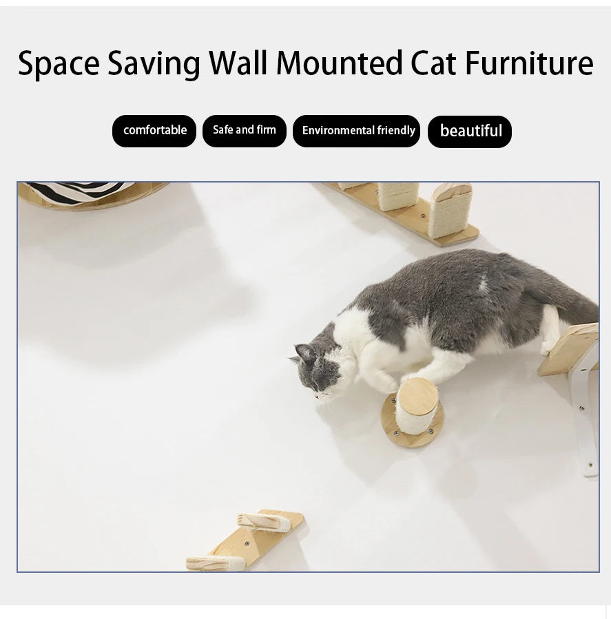 Wall-mounted Cat Hammock Bed & Shelf Set