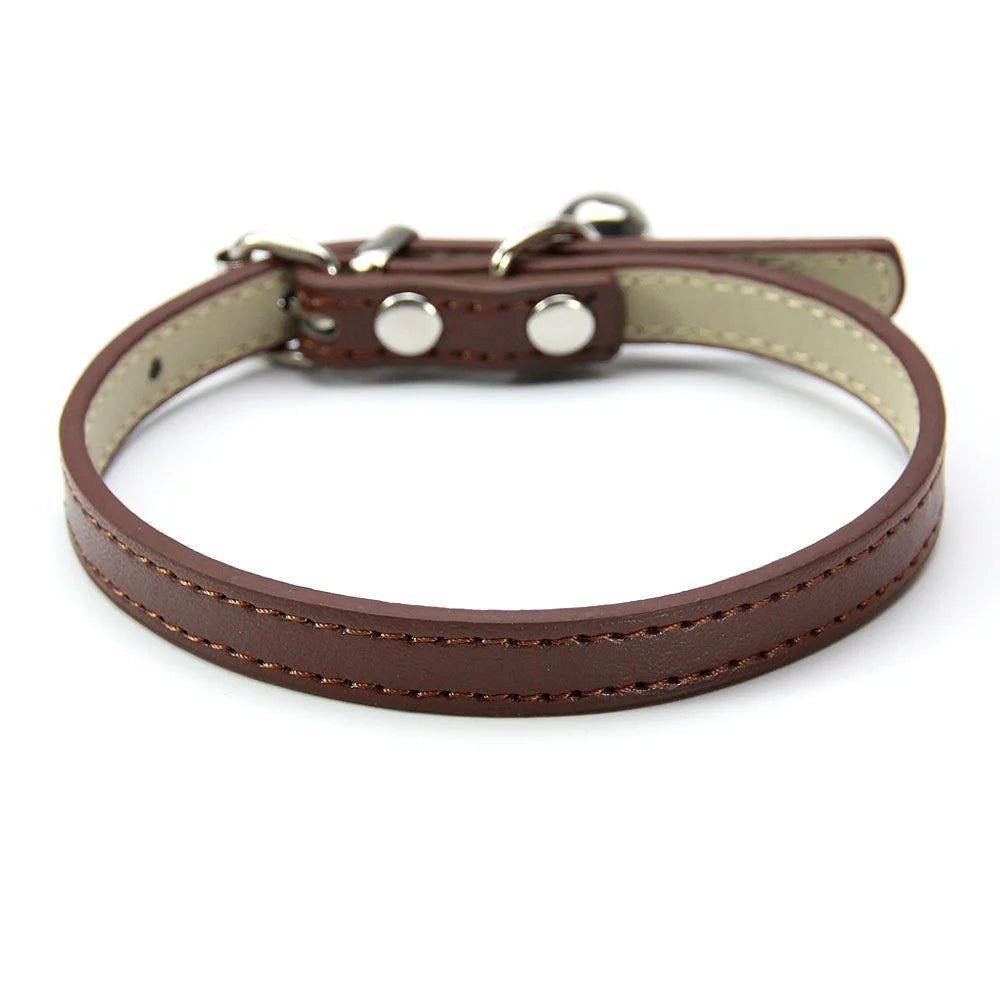 Soft Leather Cat Collar with Bell – Adjustable & Safe