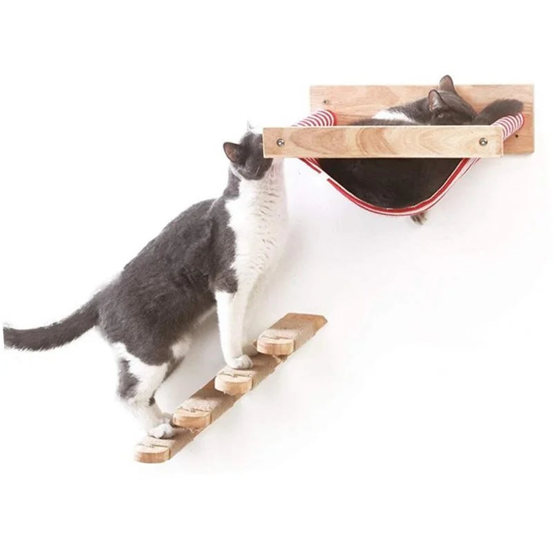 Wall-mounted Cat Hammock Bed & Shelf Set