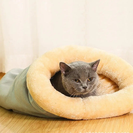 Semi-Enclosed Cat Cave Bed – Soft Tunnel Hideaway