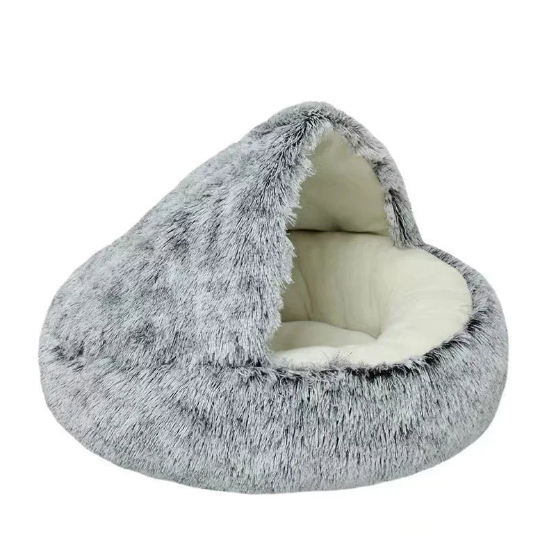Cozy Plush Cat Cave Bed – Covered Nest Design