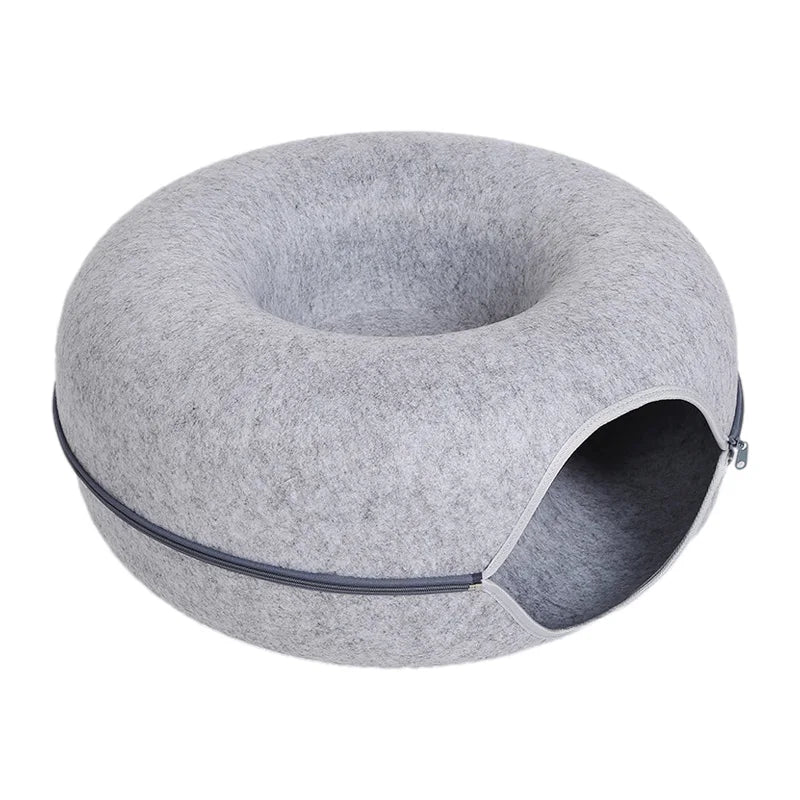 Donut Cat Bed & Tunnel – 2in1 Cozy Nest & Playhouse