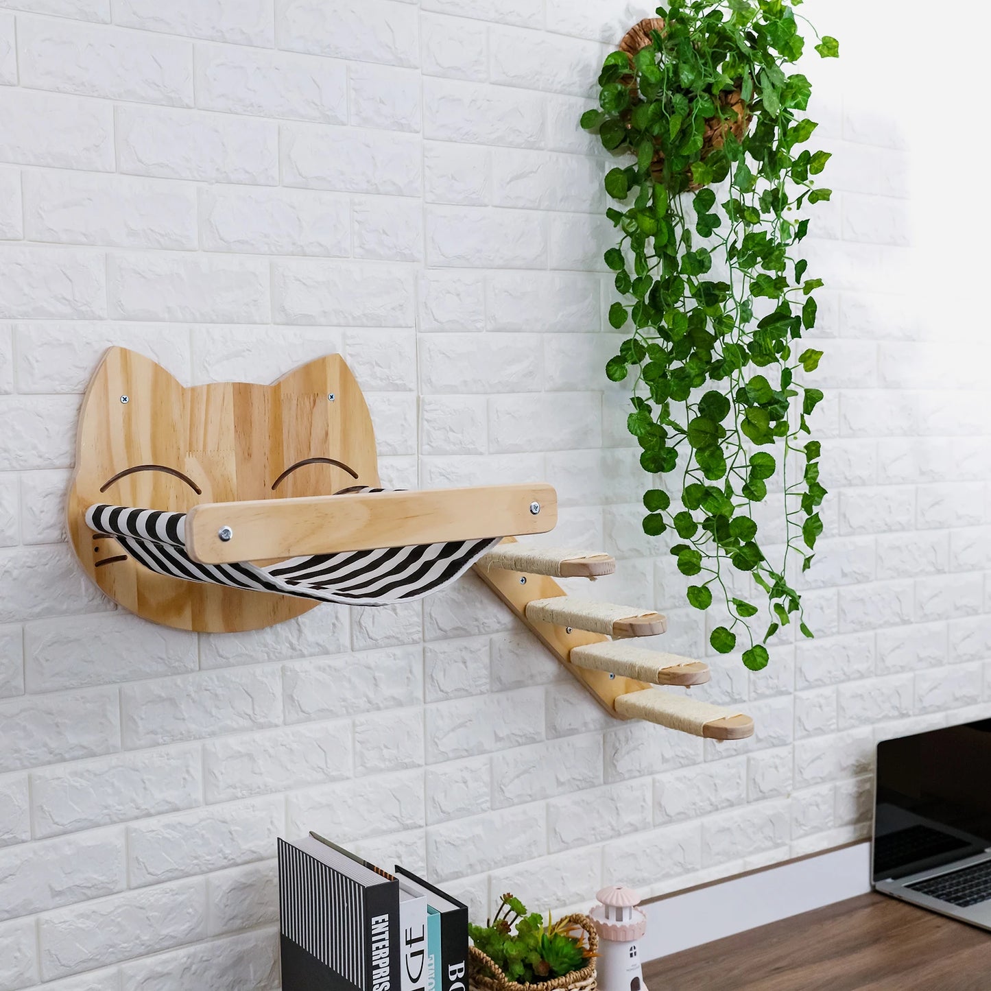 Wall-mounted Cat Hammock Bed & Shelf Set