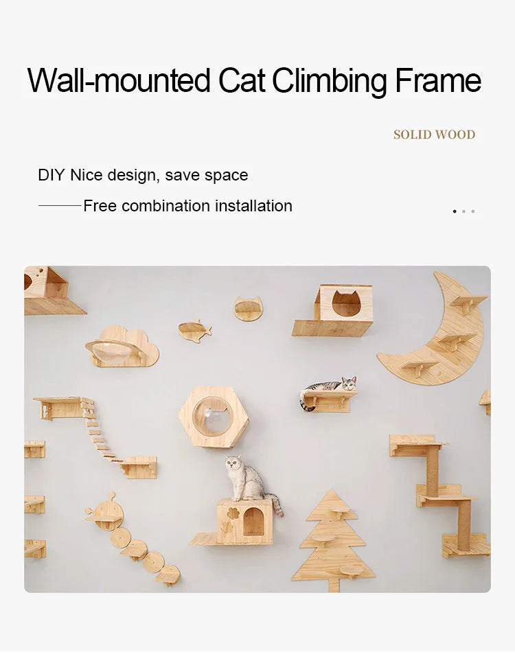 Wall-mounted Cat Hammock Bed & Shelf Set