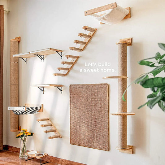 Wall-mounted Cat Hammock Bed & Shelf Set