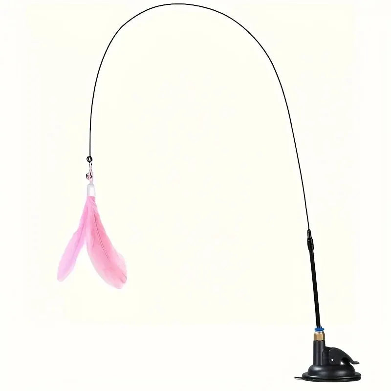 Feather & Bell Cat Teaser Wand – Suction Cup Pole