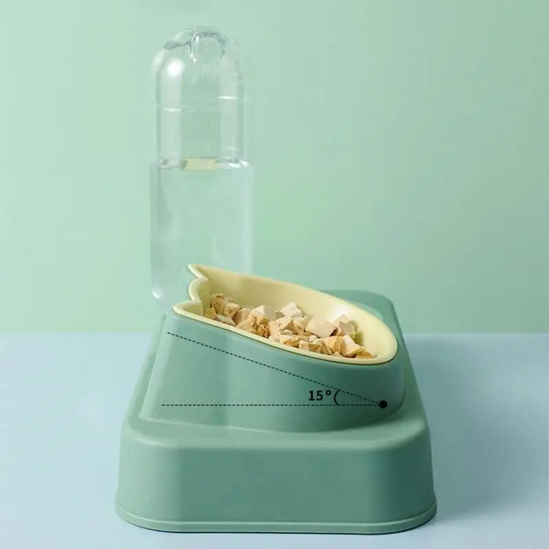 2-in-1 Cat Feeder & Water Dispenser – No-Spill Bowl Set