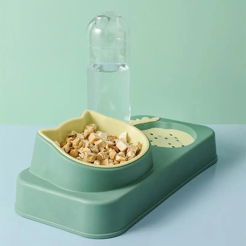 2-in-1 Cat Feeder & Water Dispenser – No-Spill Bowl Set