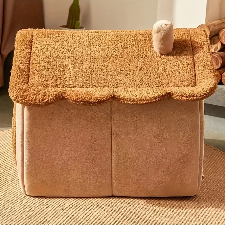 Foldable Cat House Bed – Soft Washable Indoor Cave