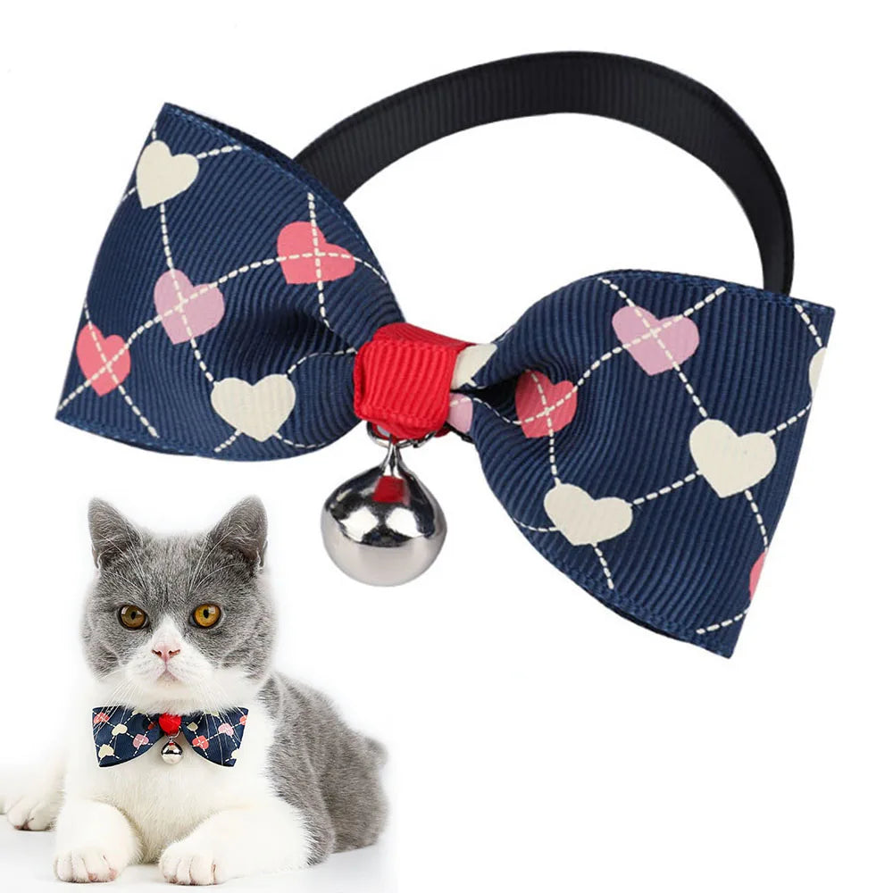 Cat Bow Tie Collar – Adjustable with Bell for Holidays & Photos