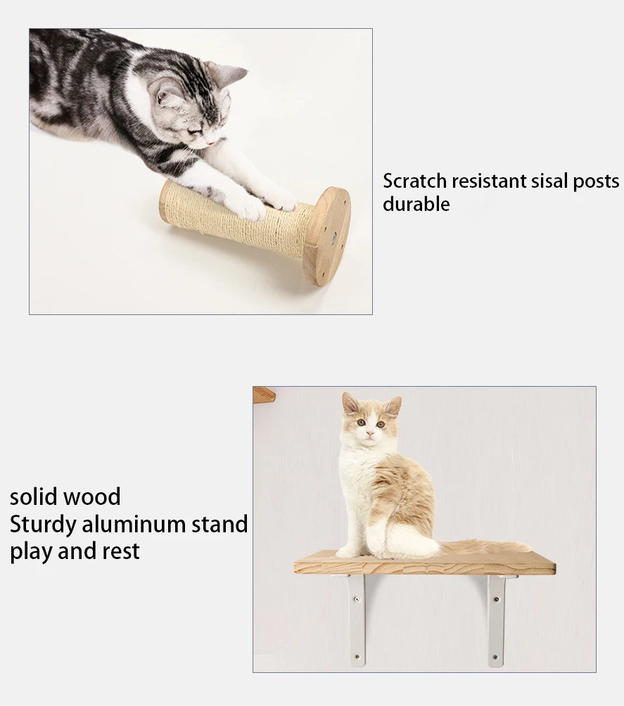 Wall-mounted Cat Hammock Bed & Shelf Set