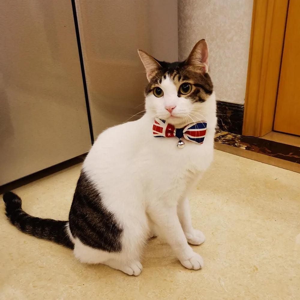 Cat Bow Tie Collar – Adjustable with Bell for Holidays & Photos