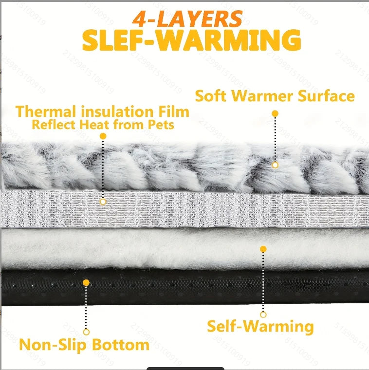 Self-Warming Cat Bed – Thermal Plush Mat
