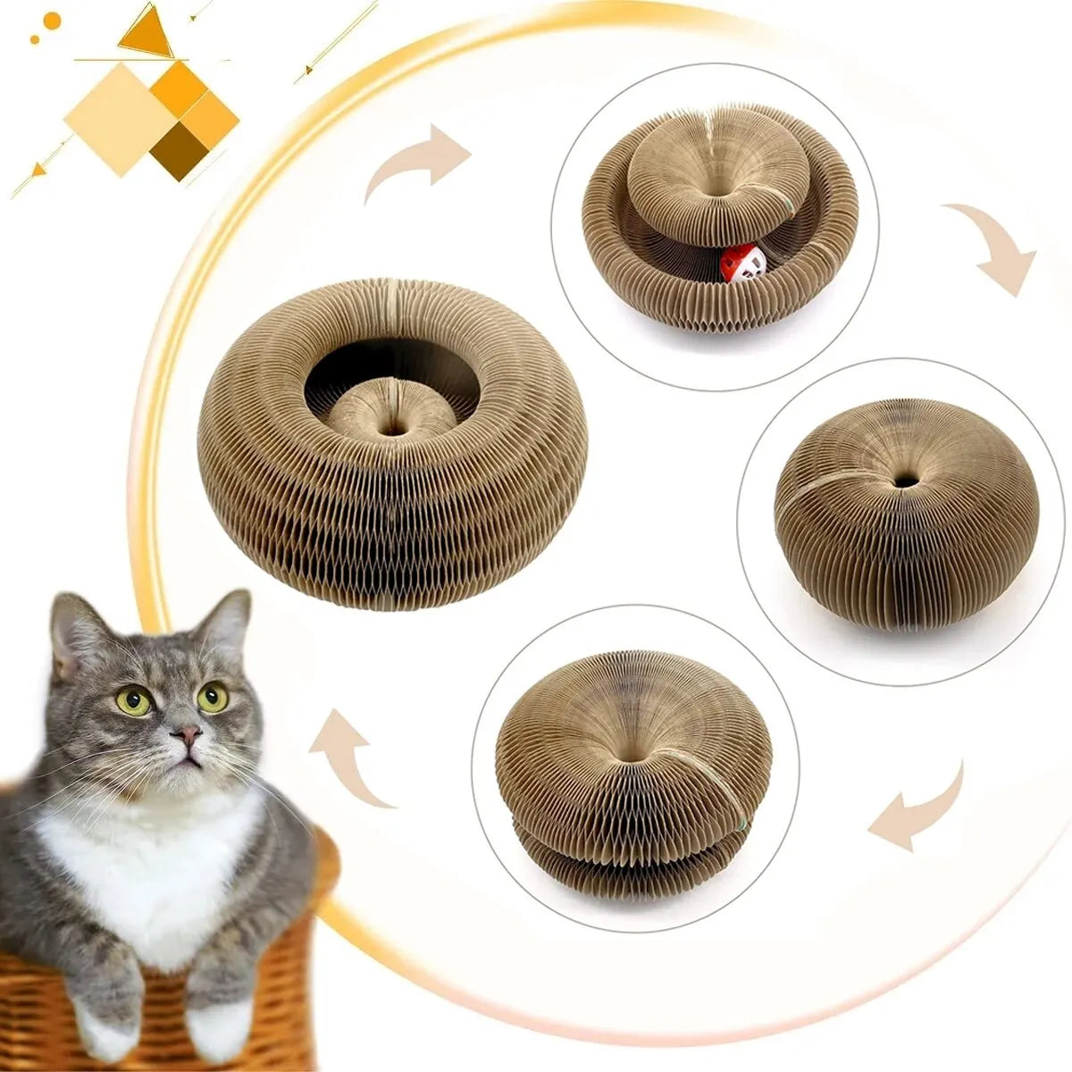Magic Corrugated Cat Scratcher with Rolling Ball