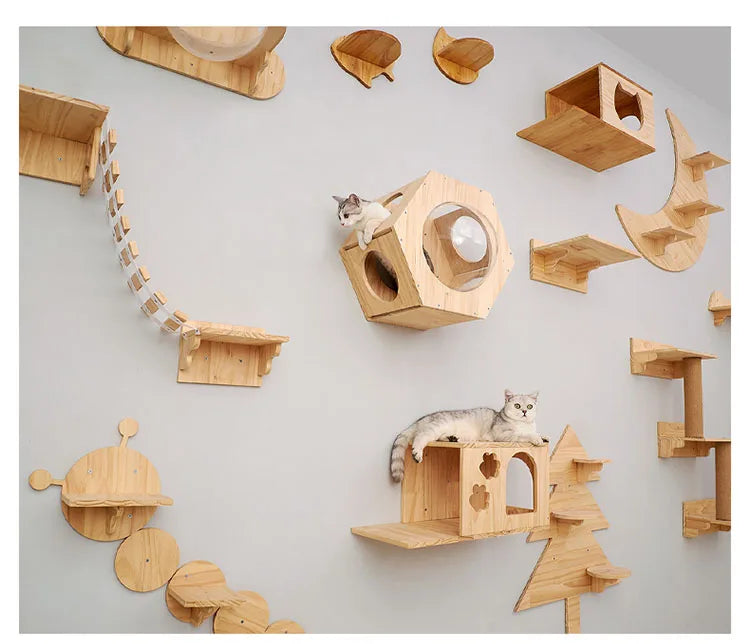 Wall-mounted Cat Hammock Bed & Shelf Set