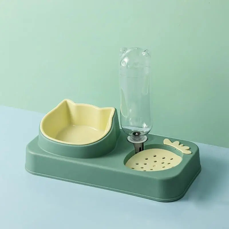 2-in-1 Cat Feeder & Water Dispenser – No-Spill Bowl Set