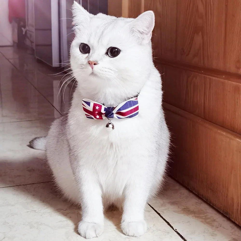 Cat Bow Tie Collar – Adjustable with Bell for Holidays & Photos